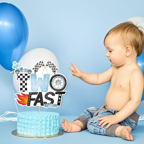 Two Fast Cake Topper Race Car Cake Topper Car Cake Decorations Two Fast Birthday Decorations for Boys Girls 2nd Birthday Party Decorations in Saudi Arabia