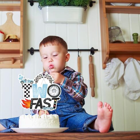 Two Fast Cake Topper Race Car Cake Topper Car Cake Decorations Two Fast Birthday Decorations for Boys Girls 2nd Birthday Party Decorations in Saudi Arabia