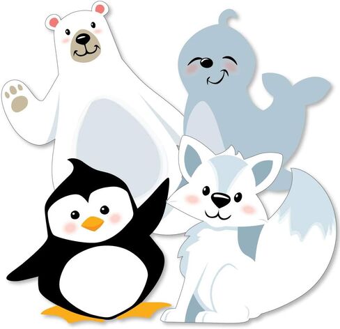 Big Dot of Happiness Arctic Polar Animals - Polar Bear, Seal, Penguin and Arctic Fox Decorations DIY Winter Baby Shower or Birthday Party Essentials - Set of 20 in Saudi Arabia