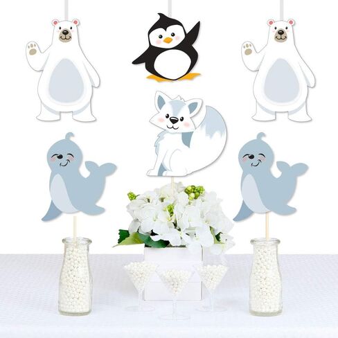 Big Dot of Happiness Arctic Polar Animals - Polar Bear, Seal, Penguin and Arctic Fox Decorations DIY Winter Baby Shower or Birthday Party Essentials - Set of 20 in Saudi Arabia