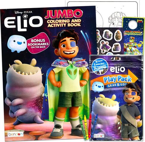 Disney Elio Coloring Book Set for Kids, Boys Ages 4-8 - Bundle with Coloring Pages, Activities, Games Plus Stickers, Crayons, More | Elio Activity Book Set in Saudi Arabia