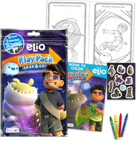 Disney Elio Coloring Book Set for Kids, Boys Ages 4-8 - Bundle with Coloring Pages, Activities, Games Plus Stickers, Crayons, More | Elio Activity Book Set in Saudi Arabia