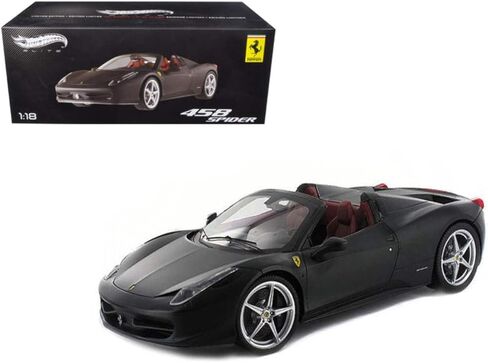 Ferrari 458 Italia Spider Matt Black Elite Edition 1/18 Diecast Car Model by Hot Wheels in Saudi Arabia