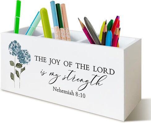 حامل القلم المسيحي لديكور مكتب المكتب ، يمكنني أن أفعل كل شيء منظم لافتة حامل القلم الرصاص الخشبي لإكسسوارات مكتب المكاتب المنزلية ، والهدايا المسيحية للنساء الرجال in Kuwait