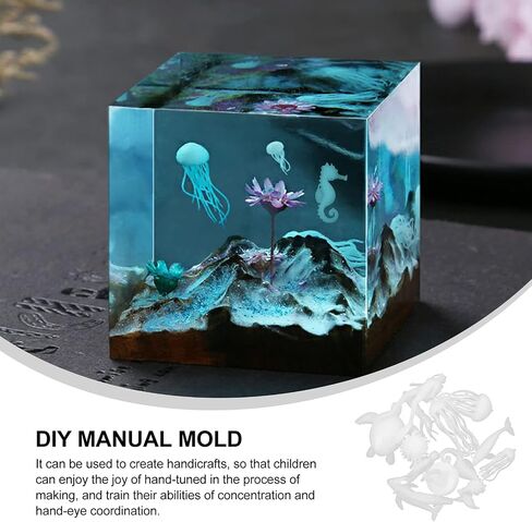 1 Set 3D Mini Resin Filler Model Mini Epoxy Resin Mold Micro Landscape Figurines Accessories for Jewelry Making Supplies DIY Crafts Home Decor - Style Ocean in Saudi Arabia