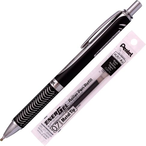 Pentel Energel Alloy RT Gel Pen Medium Point Metal Tip Ballpoint Pen Black Beans + Elcl in Saudi Arabia