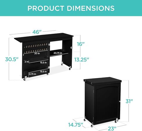 Best Choice Products Folding Sewing Table Multipurpose Craft Station & Side Desk with Compact Design, Wheels, Shelves, Storage Trays, Pegs, Magnetic Doors, Metal Doorknobs - Natural/White in Kuwait