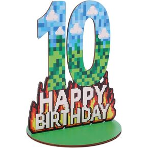 Wooden Pixel رقم عيد ميلاد الجدول المركزية ، 9.9in سعيد طاولة عيد ميلاد ديكور الكعكة أرقام أرقام Topper Scare لمادة البكسل موضوع أعياد الميلاد زخارف الحفلات (رقم 8) in Saudi Arabia