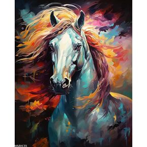 Wuivctr Paint by Numbers Horse للبالغين ، واللوحة الزيتية الأكريليك بأرقام أرقام للمبتدئين مع لوحة فنية للطلاء للطلاء للديكور المنزلي 16x20inch in Saudi Arabia
