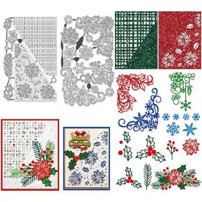 UNICRAFTALE 2pcs Christmas Elements Metal Cutting Dies Reusable Christmas Corners Embossing Cut Stencils Background Stencils Dies for Card Making DIY Crafts Scrapbooking Christmas Day Decoration in Saudi Arabia