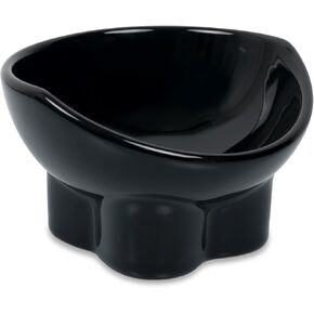 Elevated Ceramic Cat Bowls, Anti-Vomiting and Whisker Friendly Cat Bowls, Kitten Plates for Food and Water, Dishwasher and Microwave Safe(5.6 in,Glossy Black) in Saudi Arabia
