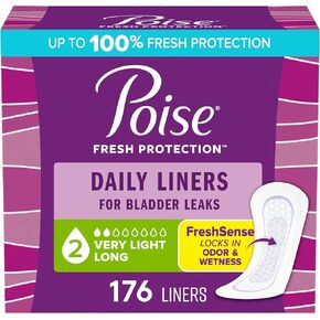 Poise Incontinence Panty Liners, Very Light Absorbency, Long, 176 Count in Kuwait