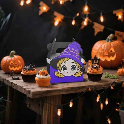 Giphtkom 24pcs لطيف هالوين صناديق الحلوى - خدعة أو علبة الصناديق للوجبات الخفيفة Goodie Toys و Gifts ، 4 من Witch Ghost Ghost Witch و Cat For Kids Halloween Party Forms Supplies Supplies in Saudi Arabia