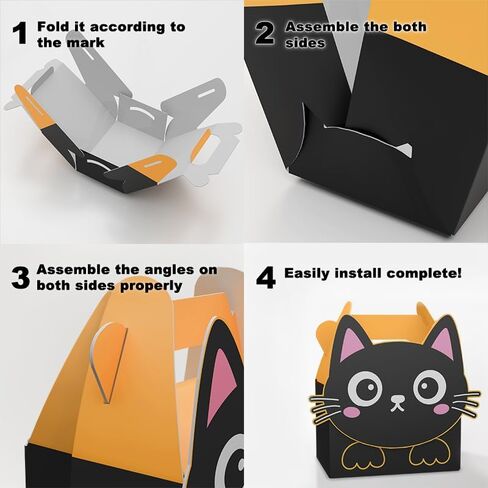 Giphtkom 24pcs لطيف هالوين صناديق الحلوى - خدعة أو علبة الصناديق للوجبات الخفيفة Goodie Toys و Gifts ، 4 من Witch Ghost Ghost Witch و Cat For Kids Halloween Party Forms Supplies Supplies in Saudi Arabia