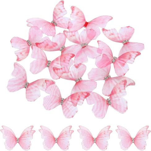 UXCELL 20PCS شبكات الشبكة الفراشة ، 50 ملم الفراشات طبقيتين مع GEM THELIQUE PATCH DIY 3D CRAFT ORNAMT in Saudi Arabia