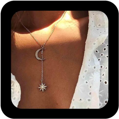 البوهيمي كريستال القمر قلادة قلادة تشيكوسلوفاكيا Northstar Y الوهق قلادة سلسلة الذهب حجر الراين نجمة قلادة كريستال Y قطرة سلسلة قلادة مجوهرات للنساء والفتيات in Kuwait