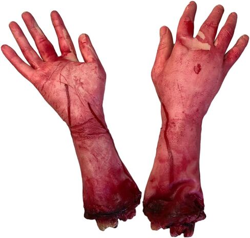 2pcs مخيف مقطوع: يد دموية مزيفة ، الدعائم الحزب مزحة للجسم لزينة حزب الهالوين ومسؤول منزل مسكون in Saudi Arabia