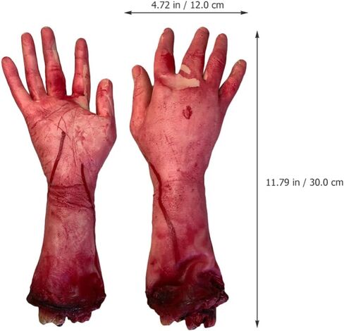 2pcs مخيف مقطوع: يد دموية مزيفة ، الدعائم الحزب مزحة للجسم لزينة حزب الهالوين ومسؤول منزل مسكون in Saudi Arabia