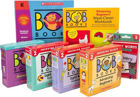 Bob Books Stage 2 Emerging Readers Bundle – Phonics & Sight-Word Set with 4 Box Sets, Flashcards & 2 Workbooks | Kindergarten-1st Grade in Saudi Arabia