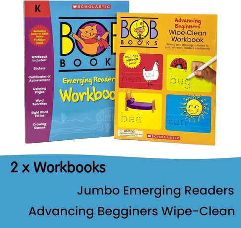 Bob Books Stage 2 Emerging Readers Bundle – Phonics & Sight-Word Set with 4 Box Sets, Flashcards & 2 Workbooks | Kindergarten-1st Grade in Saudi Arabia