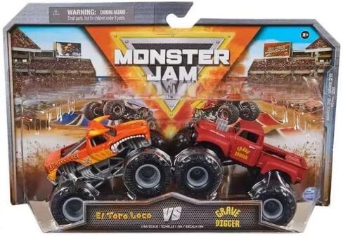 Monster Jam مسؤول 1:64 مقياس Diecast Truck 2-Pack (El Toro Loco vs Grave Digger Series 26) in Saudi Arabia
