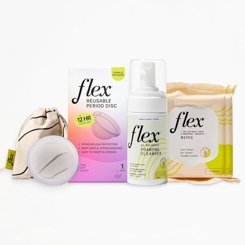 Flex Reusable Disc Starter Bundle | Reusable Menstrual Disc with Flex Wash and 2 Packs Flex Wipes in Saudi Arabia