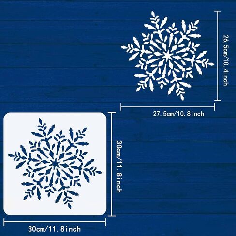 FINGERINSPIRE Snowflake Stencil Decoration Template 11.8x11.8 inch Plastic Christmas Decoration Snowflakes Painting Template Square Reusable Stencils for Create DIY Snowflake Crafts and Decor in Saudi Arabia