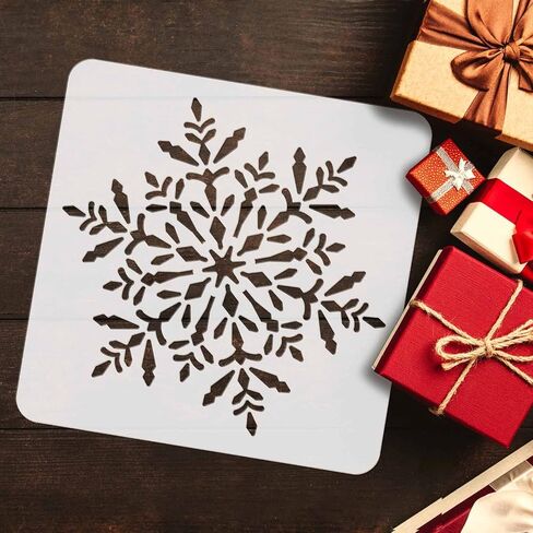 FINGERINSPIRE Snowflake Stencil Decoration Template 11.8x11.8 inch Plastic Christmas Decoration Snowflakes Painting Template Square Reusable Stencils for Create DIY Snowflake Crafts and Decor in Saudi Arabia