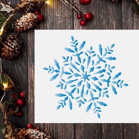 FINGERINSPIRE Snowflake Stencil Decoration Template 11.8x11.8 inch Plastic Christmas Decoration Snowflakes Painting Template Square Reusable Stencils for Create DIY Snowflake Crafts and Decor in Saudi Arabia