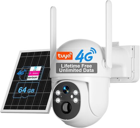 [خالية من الأسلاك الحقيقية] كاميرا أمان SANSCO WiFi تعمل بالبطارية الشمسية، كاميرا تكبير لاسلكية داخلية وخارجية واي فاي مع لوحة شمسية، رؤية ليلية، صوت ثنائي الاتجاه in Saudi Arabia