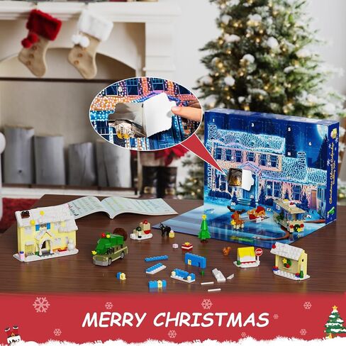 Advent Calendar 2025 عيد الميلاد عطلة عيد الميلاد العد التنازلي هدايا للأطفال الذين تتراوح أعمارهم بين 6+ ، 24 مفاجأة ديكور احتفالي مع المنازل ، RV ، السيارات ، الزلاجة ... متوافقة مع هدايا ليغو للجماهير والفتيان والبنات in Saudi Arabia