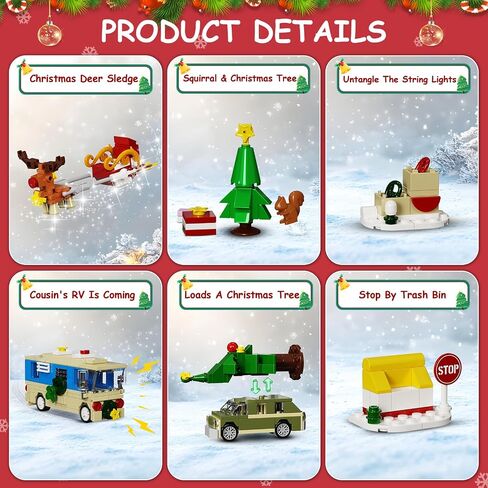 Advent Calendar 2025 عيد الميلاد عطلة عيد الميلاد العد التنازلي هدايا للأطفال الذين تتراوح أعمارهم بين 6+ ، 24 مفاجأة ديكور احتفالي مع المنازل ، RV ، السيارات ، الزلاجة ... متوافقة مع هدايا ليغو للجماهير والفتيان والبنات in Saudi Arabia