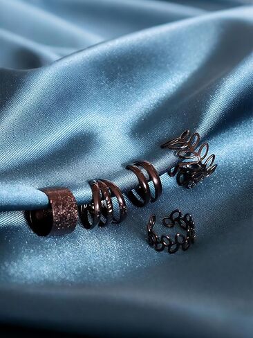 Fanquility 5pcs Sparkling Ear Cuff Gold Non Pierced Ear Cartilage Clip on Wrap Hoop Exquisite Tiny Boho Beach Minimalist Adjustable Multi-layered Fake Earrings for Women Jewelry in Kuwait