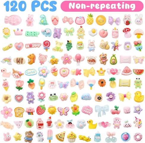 Zefy 120pcs سحر الوحل لطيف ، لا تكرار سحر راتنجات الهلام ، مجموعة سحر ، Kawaii سحر الجزء الأكبر من القضية غير المرغوب in Kuwait