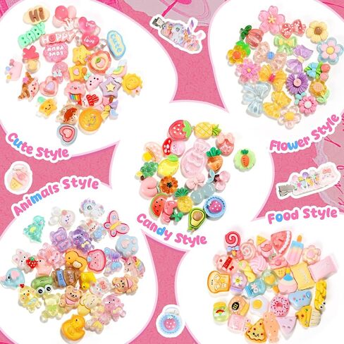 Zefy 120pcs سحر الوحل لطيف ، لا تكرار سحر راتنجات الهلام ، مجموعة سحر ، Kawaii سحر الجزء الأكبر من القضية غير المرغوب in Kuwait
