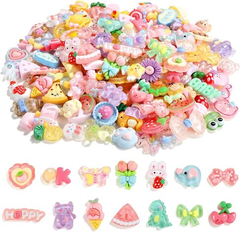 Zefy 120pcs سحر الوحل لطيف ، لا تكرار سحر راتنجات الهلام ، مجموعة سحر ، Kawaii سحر الجزء الأكبر من القضية غير المرغوب in Kuwait