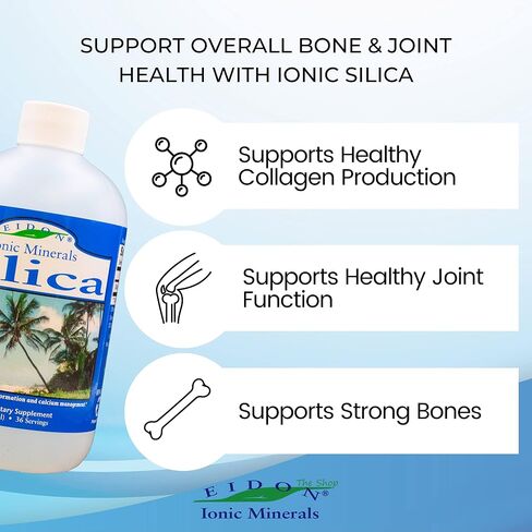 Eidon Ionic Minerals Liquid Silica Mineral Concentrate - Silica Supplement for Hair, Skin and Nails, to Support Collagen Production, Joint & Bone Health, Helps Manage Calcium, No Added Sugar - 2 oz in Kuwait