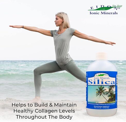 Eidon Ionic Minerals Liquid Silica Mineral Concentrate - Silica Supplement for Hair, Skin and Nails, to Support Collagen Production, Joint & Bone Health, Helps Manage Calcium, No Added Sugar - 2 oz in Kuwait
