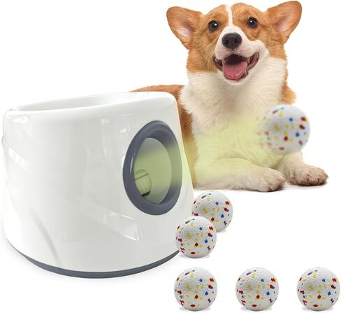 Automatic Ball Launcher for Dogs ，The Upgraded Ball Thrower Adjustable Distance 20-45ft Including 6 PCS 2.3-inch Sized Balls, Interactive Dog Toys Suitable for Small to Medium Sized Dogs in Kuwait