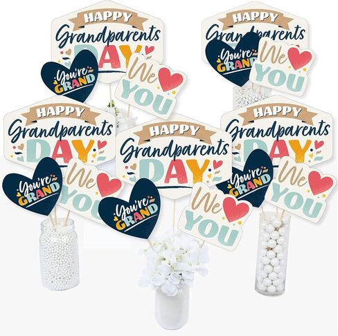 Big Dot of Happiness Grandparents Day Celebration Centerpiece Sticks, 15-Piece Table Decoration Set, Multi-Size Table Toppers with Display Sticks in Saudi Arabia
