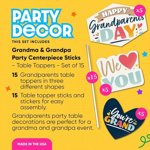 Big Dot of Happiness Grandparents Day Celebration Centerpiece Sticks, 15-Piece Table Decoration Set, Multi-Size Table Toppers with Display Sticks in Saudi Arabia