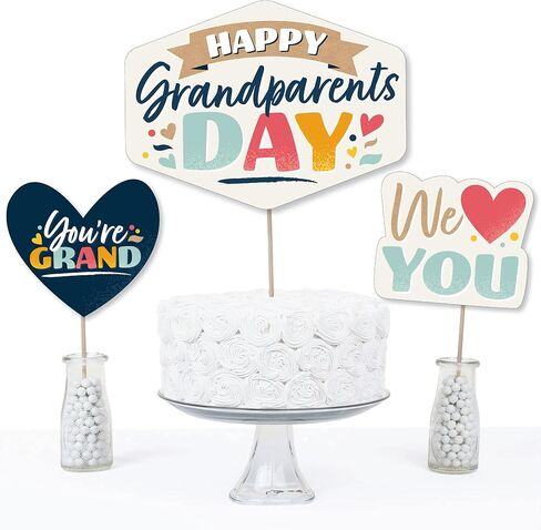 Big Dot of Happiness Grandparents Day Celebration Centerpiece Sticks, 15-Piece Table Decoration Set, Multi-Size Table Toppers with Display Sticks in Saudi Arabia
