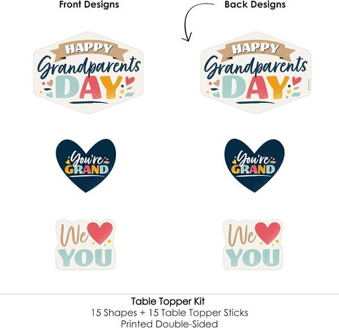 Big Dot of Happiness Grandparents Day Celebration Centerpiece Sticks, 15-Piece Table Decoration Set, Multi-Size Table Toppers with Display Sticks in Saudi Arabia