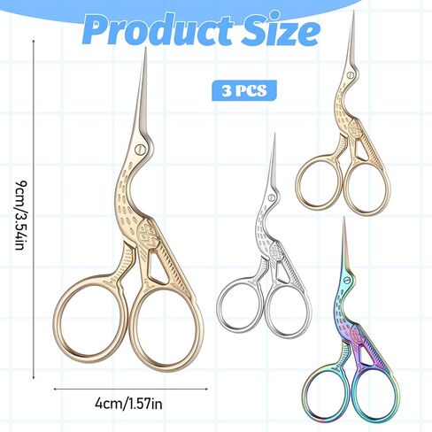 3pcs مقصات تطريز صغيرة الحرف اليدوية مقص مطور مدبب طرف الطرف اللسان مقص مقص مقص فولاذ مقصور صغير لخياطة الكروشيه DIY الأداة الورقية عمل الإبرة in Saudi Arabia