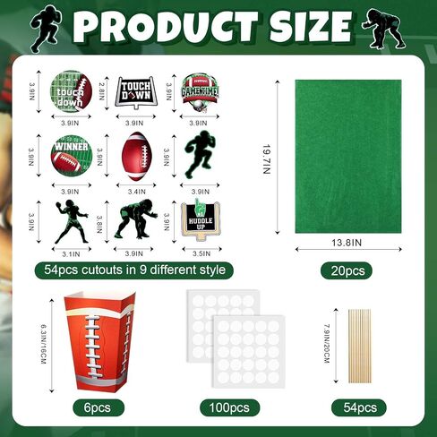 Marspark 6 Sets 54 Pcs Football Party Centerpieces Decorations Sports Themed Table Toppers with Box Game Day Football Cutouts and Sticks for DIY Shower Sports Party Birthday Decor in Saudi Arabia
