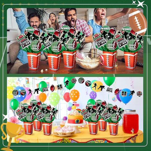 Marspark 6 Sets 54 Pcs Football Party Centerpieces Decorations Sports Themed Table Toppers with Box Game Day Football Cutouts and Sticks for DIY Shower Sports Party Birthday Decor in Saudi Arabia