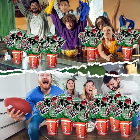 Marspark 6 Sets 54 Pcs Football Party Centerpieces Decorations Sports Themed Table Toppers with Box Game Day Football Cutouts and Sticks for DIY Shower Sports Party Birthday Decor in Saudi Arabia