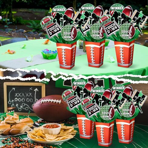 Marspark 6 Sets 54 Pcs Football Party Centerpieces Decorations Sports Themed Table Toppers with Box Game Day Football Cutouts and Sticks for DIY Shower Sports Party Birthday Decor in Saudi Arabia