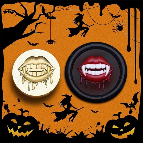 Brass Skull Wax Seal Stamp, Sharp Fang Skull, Halloween Series in Kuwait