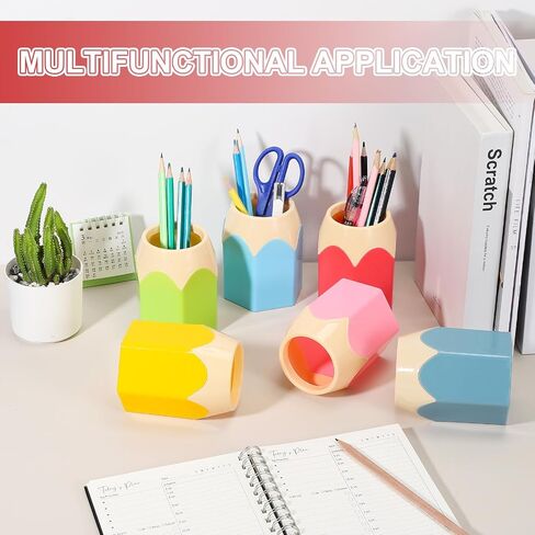 uxcell Pencil Shaped Pen Holders, Crayon Storage Organizer for Desk Cute Cup Makeup Brush Container Pencil Pot for Home Office Decoration(Nordic Yellow) in Saudi Arabia